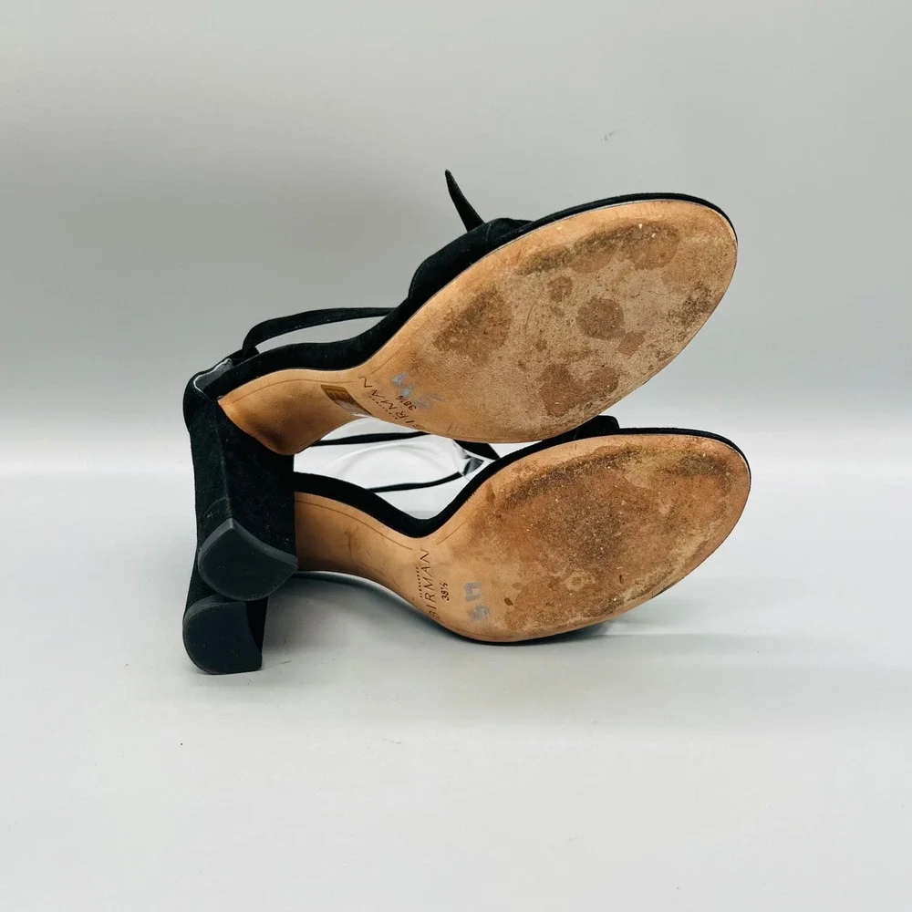 Alexandre Birman Sandals Womens 8.5 Black Suede Clarita Bow Ankle Strap Heel
